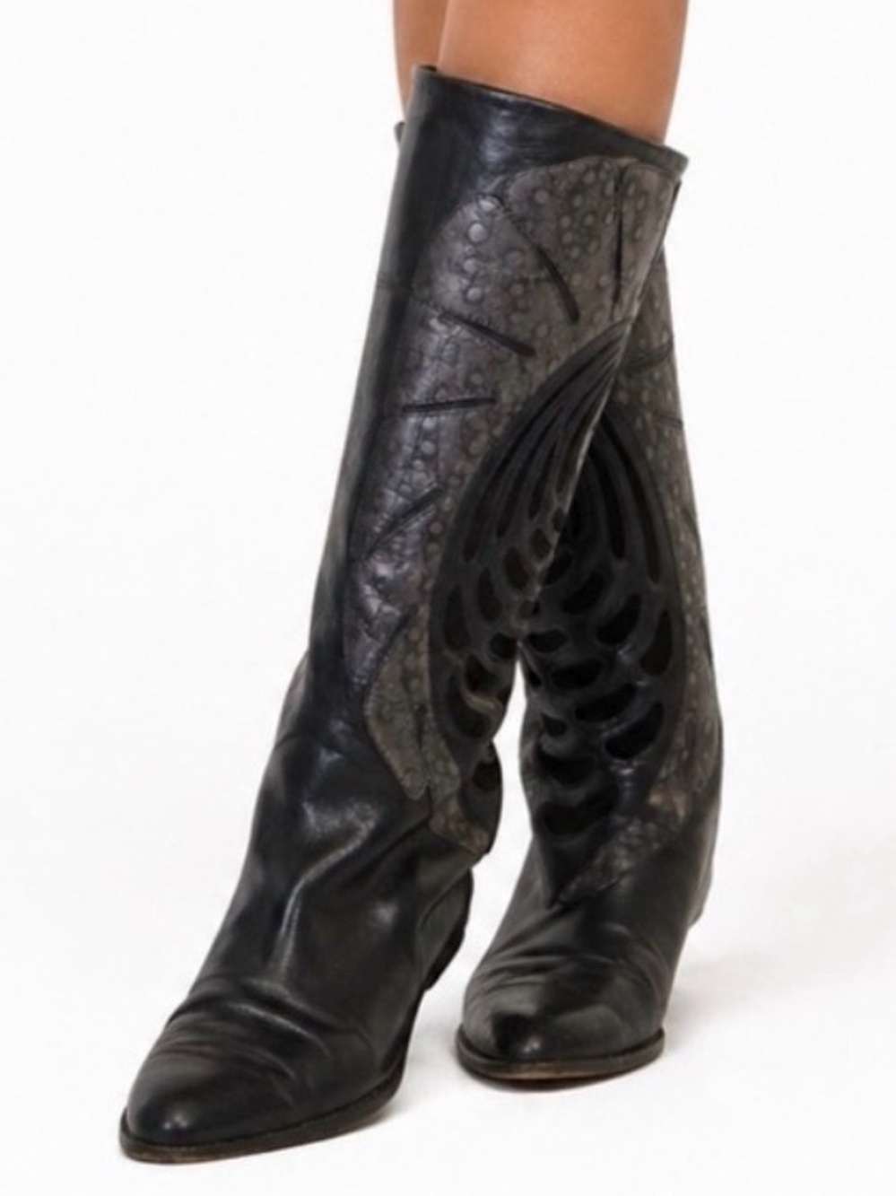 Tatiana Vintage Italian Leather Boots Patterned Size 38 US 7.5